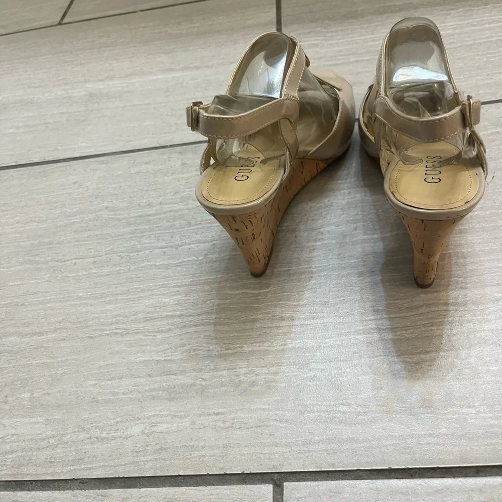 Guess Women’s 7.5 Elegant Beige Wedge Sandals